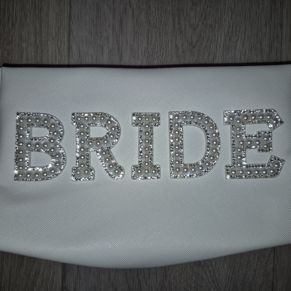 White Bridal Clutch with Rhinestone Embellishments